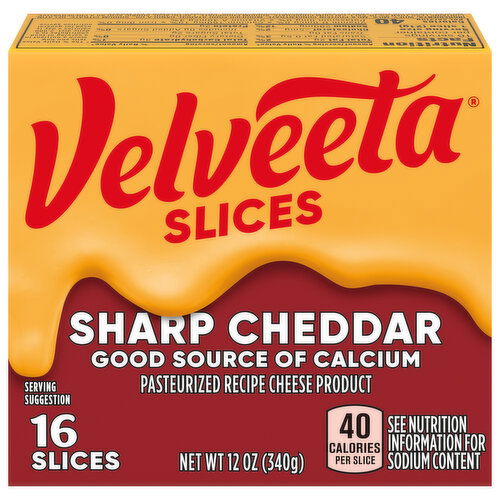 Velveeta Cheese Slices, Sharp Cheddar