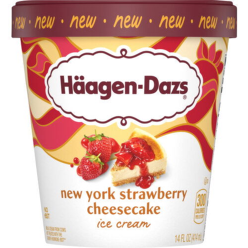 Haagen-Dazs Ice Cream, New York Strawberry Cheesecake, 14 fl Oz