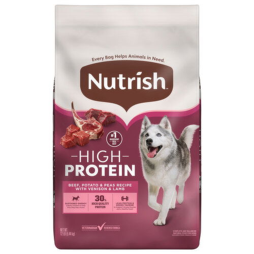 Nutrish High Protein Beef, Potato & Peas Recipe with Venison & Lamb Dog Food - 12 Pound