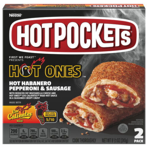 Hot Pockets Sandwich, Hot Habanero Pepperoni & Sausage, 2 Pack