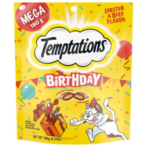 Temptations Treats for Cats, Lobster & Beef Flavor, Birthday, Mega