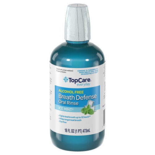 TopCare Oral Rinse, Alcohol Free, Breath Defense, Ice Mint