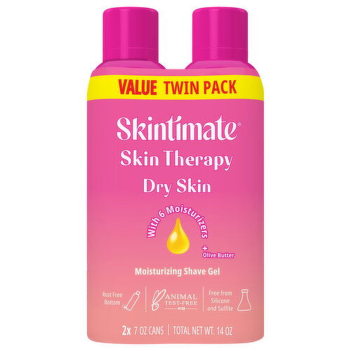 Skintimate Shave Gel, Moisturizing, Dry Skin, Value Twin Pack