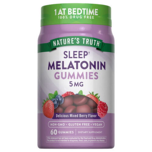 Nature's Truth Melatonin, Sleep, 5 mg, Gummies, Delicious Mixed Berry Flavor