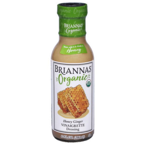 Briannas Organic Honey Ginger Vinaigrette Dressing - 10 Fluid Ounce