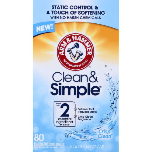 Arm & Hammer Fabric Softener Sheets, Crisp Clean