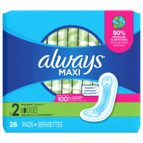 Always Pads, without Flexi-Wings, Long Super, Size 2