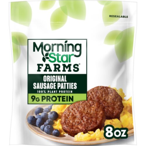 MorningStar Farms Plant Based Sausage Patties, Original - 8 Ounce