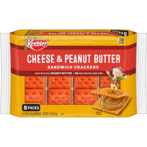 Keebler Sandwich Crackers, Cheese and Peanut Butter - 11 Ounce