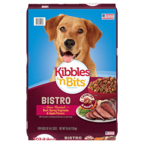 Kibbles 'n Bits Dog Food, Beef, Spring Vegetable & Apple Flavor, Oven Roasted