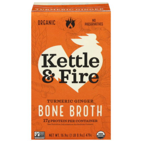 Kettle & Fire Bone Broth, Organic, Turmeric Ginger