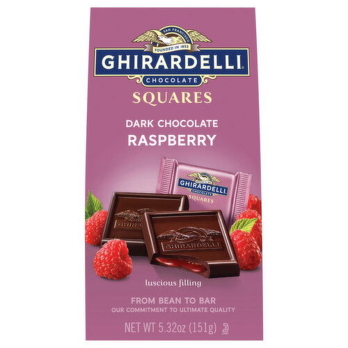 Ghirardelli Dark Chocolate, Raspberry, Squares