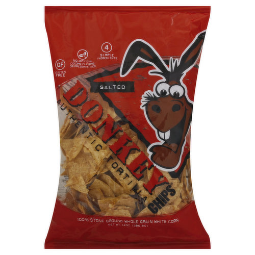 Donkey Chips Tortilla Chips, Authentic, Salted