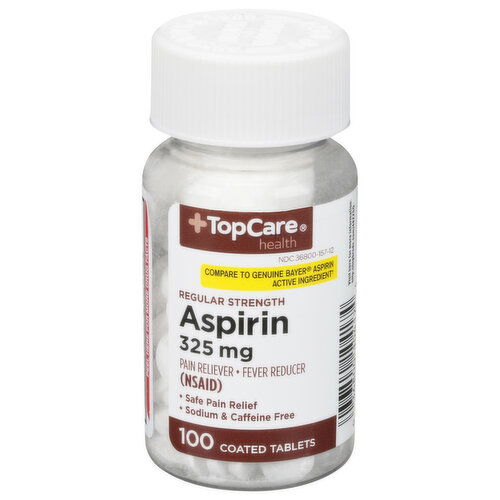 TopCare Aspirin, Regular Strength, 325 mg, Coated Tablets