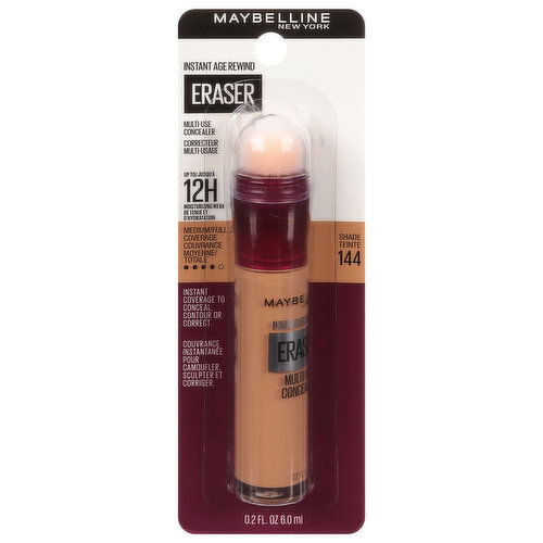 Maybelline Concealer, Multi-Use, Eraser, Medium/Full Coverage, Shade 144 - 0.2 Fluid Ounce