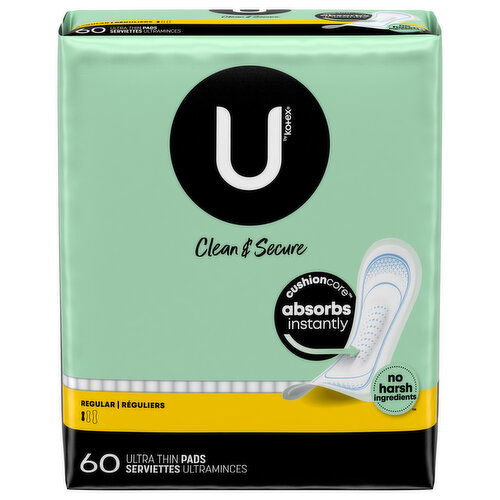 U by Kotex Pads, Ultra Thin, Clean & Secure, Regular