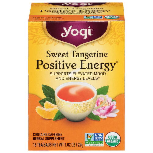 Yogi Herbal Supplement, Positive Energy, Sweet Tangerine, Tea Bags