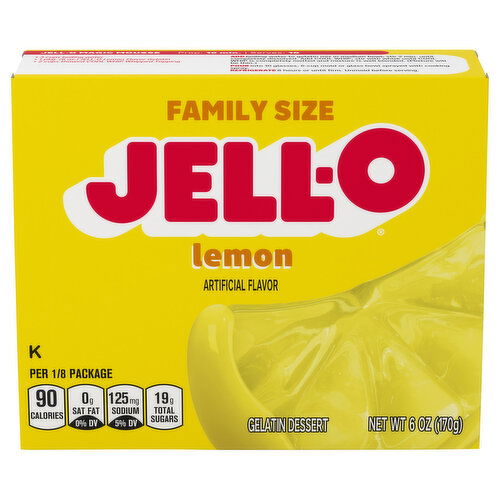 Jell-O Gelatin Dessert, Lemon, Family Size