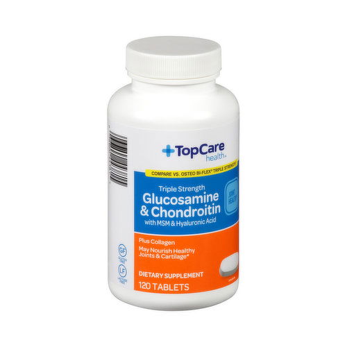 Topcare Triple Strength Glucosamine & Chondroitin With Msm & Hyaluronic Acid Plus Collagen May Nourish Healthy Joints & Cartilage Dietary Supplement Tablets