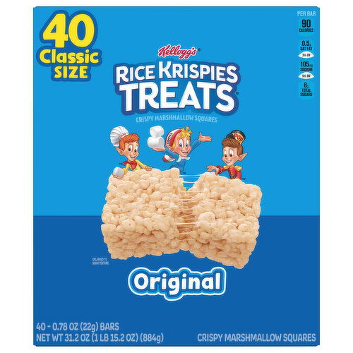 Rice Krispies Treats Crispy Marshmallow Squares, Original, Classic Size