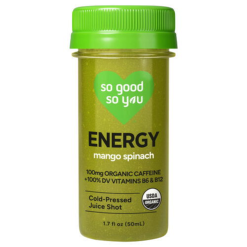 So Good So You Energy Mango Spinach Juice Shot - 1.7 Fluid Ounce