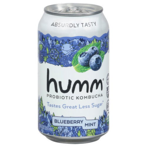 Humm Probiotic Kombucha, Blueberry Mint