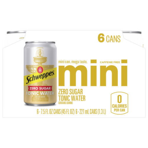 Schweppes Caffeine Free Zero Sugar Mini Tonic Water - 6 Each