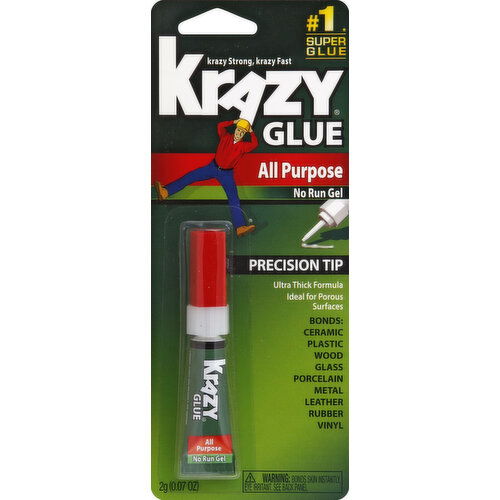 Krazy Glue Super Glue, All Purpose, No Run Gel, Precision Tip