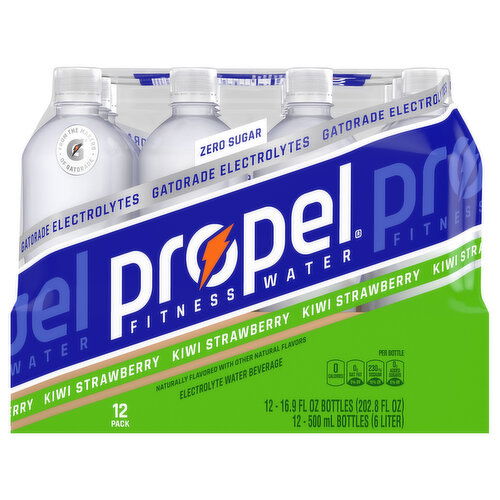 Propel Electrolyte Water Beverage, Kiwi Strawberry, 12 Pack