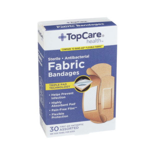 Topcare Antibacterial Fabric First Aid Antiseptic Assorted Bandages