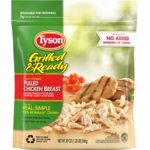 Tyson Grilled And Ready Grilled & Ready Fully Cooked Pulled Chicken Breast, 20 ounces