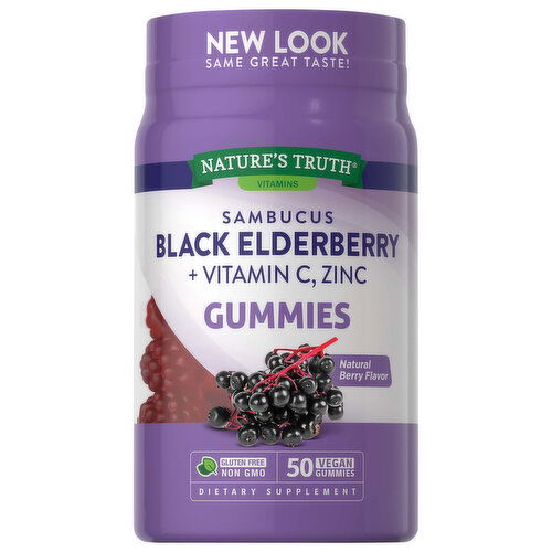 Nature's Truth Sambucus Black Elderberry, Vegan Gummies, Natural Berry Flavor