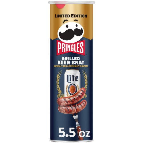 Pringles Potato Crisps Chips, Miller Lite Grilled Beer Brat, Limited Edition - 5.5 Ounce