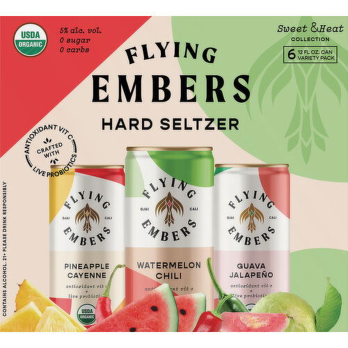 Flying Embers Hard Seltzer, Sweet & Heat, Variety Pack