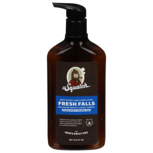 Dr. Squatch Lotion, Hand & Body, Men's Natural, Fresh Falls