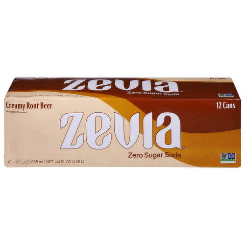 Zevia Soda, Zero Sugar, Creamy Root Beer