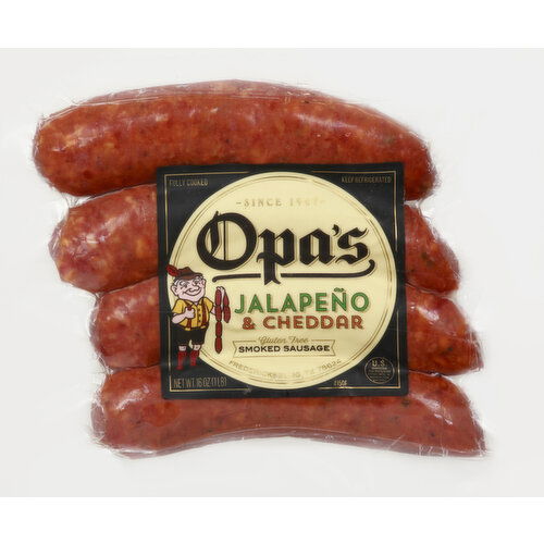 Opas Smoked Sausage, Jalapeno & Cheddar