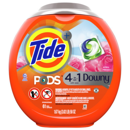 Tide + Detergent, April Fresh, Downy, 4 in 1, Pacs