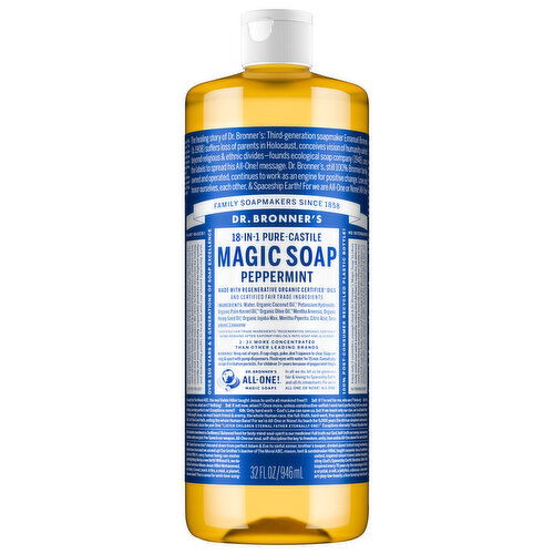 Dr. Bronner's Magic Soap, 18-in-1, Pure-Castile, Peppermint