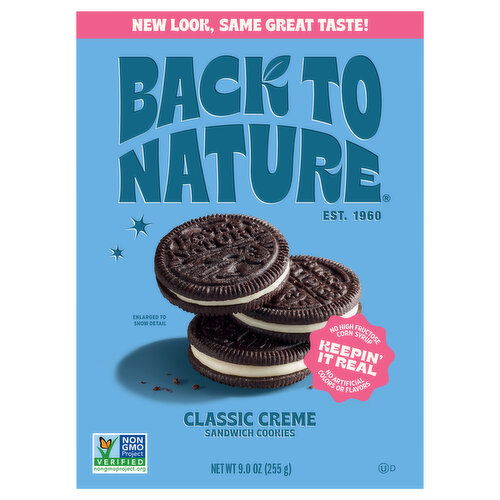 Back to Nature Sandwich Cookies, Classic Creme - 9 Ounce