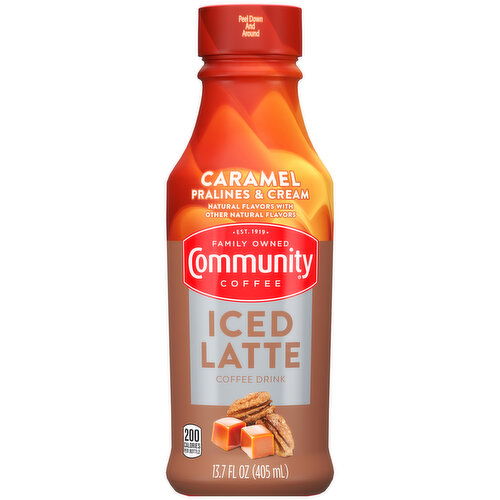 Community Coffee Coffee Drink, Caramel Pralines and Cream, Iced Latte