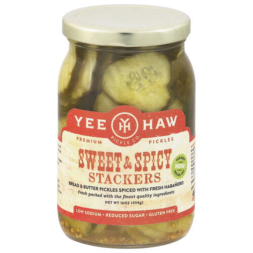 Yee-Haw Pickle Co. Sweet & Spicy Stackers Pickles - 16 Ounce