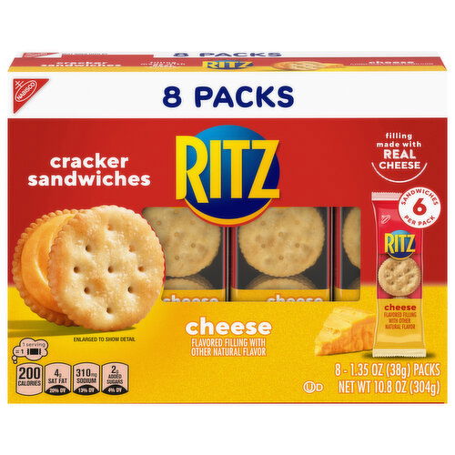 RITZ RITZ Cheese Sandwich Crackers, 8 Snack Packs (6 Crackers Per Pack)