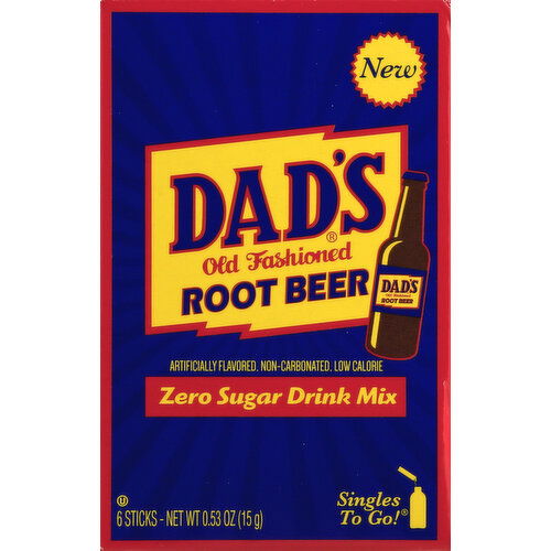 Dads Root Beer Drink Mix, Zero Sugar, Old Fashioned, Singles To Go