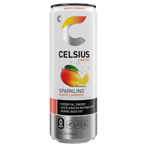 Celsius Energy Drink, Sparkling, Mango Lemonade