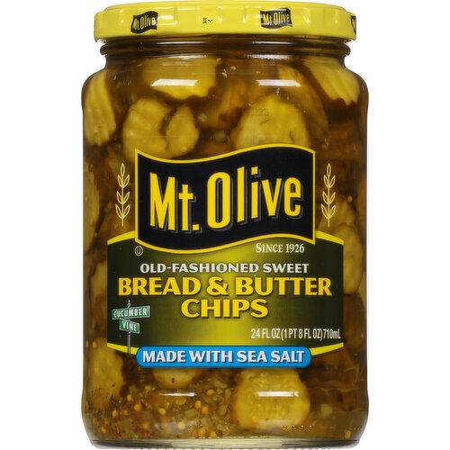 Mt Olive Pickles, Old-Fashioned Sweet, Bread & Butter Chips