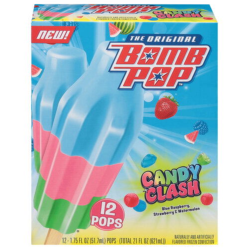 Bomb Pop Pops, Blue Raspberry, Strawberry & Watermelon, Candy Clash