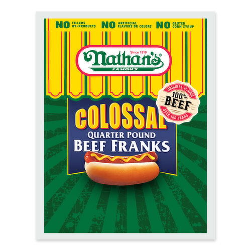 Nathan's Beef Franks, Colosal, Quarter Pound, Family Pack