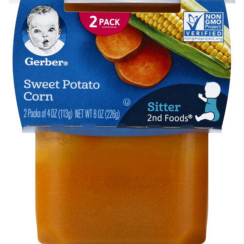 Gerber Sweet Potato Corn, 2nd Foods, Sitter, 2 Pack