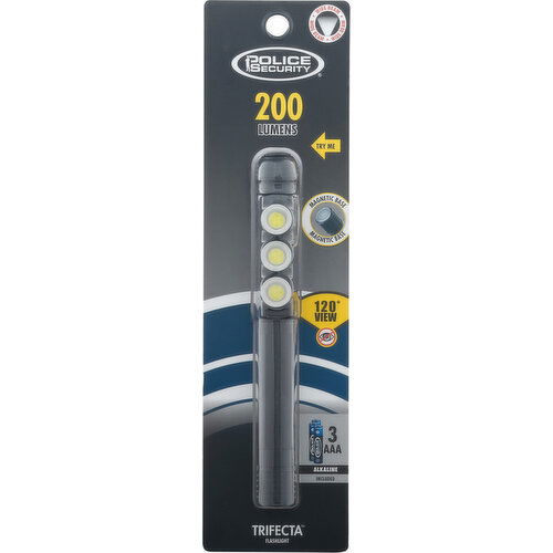 Police Security Flashlight, Trifecta, 200 Lumens